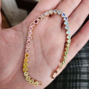 BaubleBar Multicolor Heart Tennis Style Bracelet